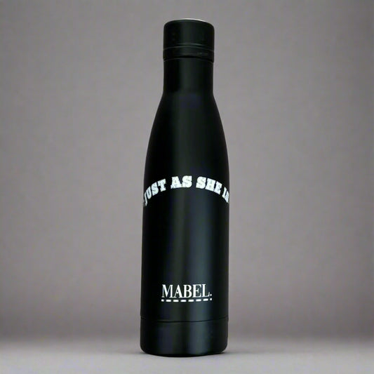 Just As She is sleek black water bottle - This is Mabel