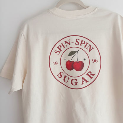 Spin Spin Sugar Oversized T-Shirt – Retro 90s Cherries Graphic Tee | Mabel