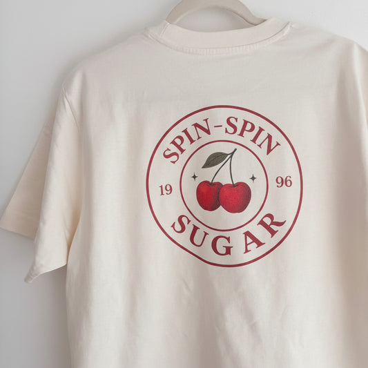 Spin Spin Sugar Oversized T-Shirt – Retro 90s Cherries Graphic Tee | Mabel