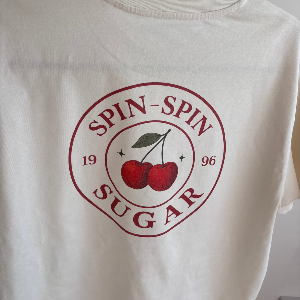 Spin Spin Sugar Oversized T-Shirt – Retro 90s Cherries Graphic Tee | Mabel