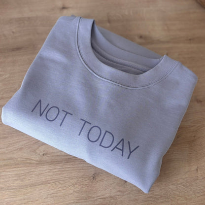 this is mabel light violet not today unisex fit sweater organic cotton