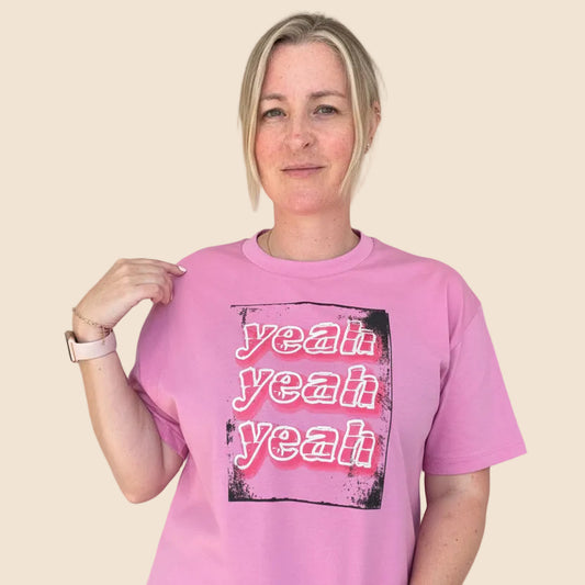 Pink Boxy Yeah Yeah YeahStatement T-Shirt