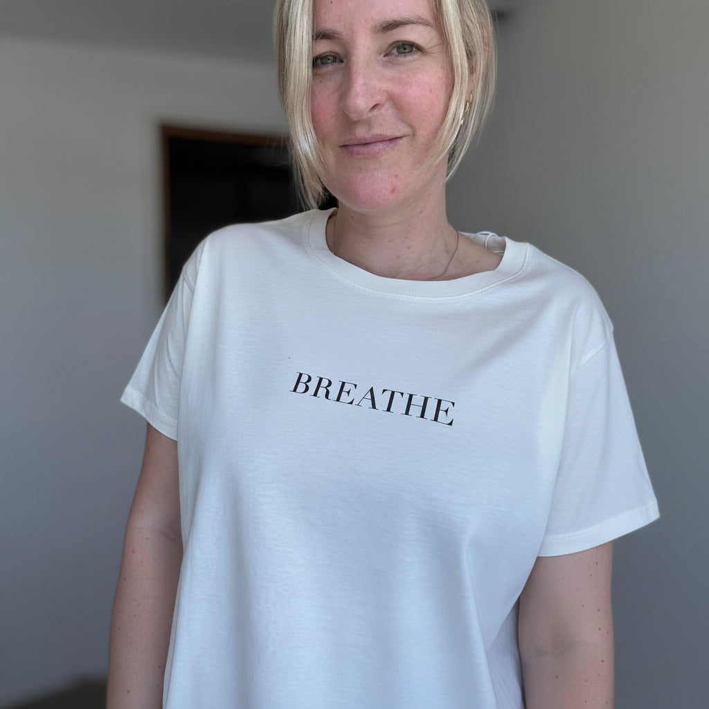BREATHE Cream lightweight Statement T-Shirt