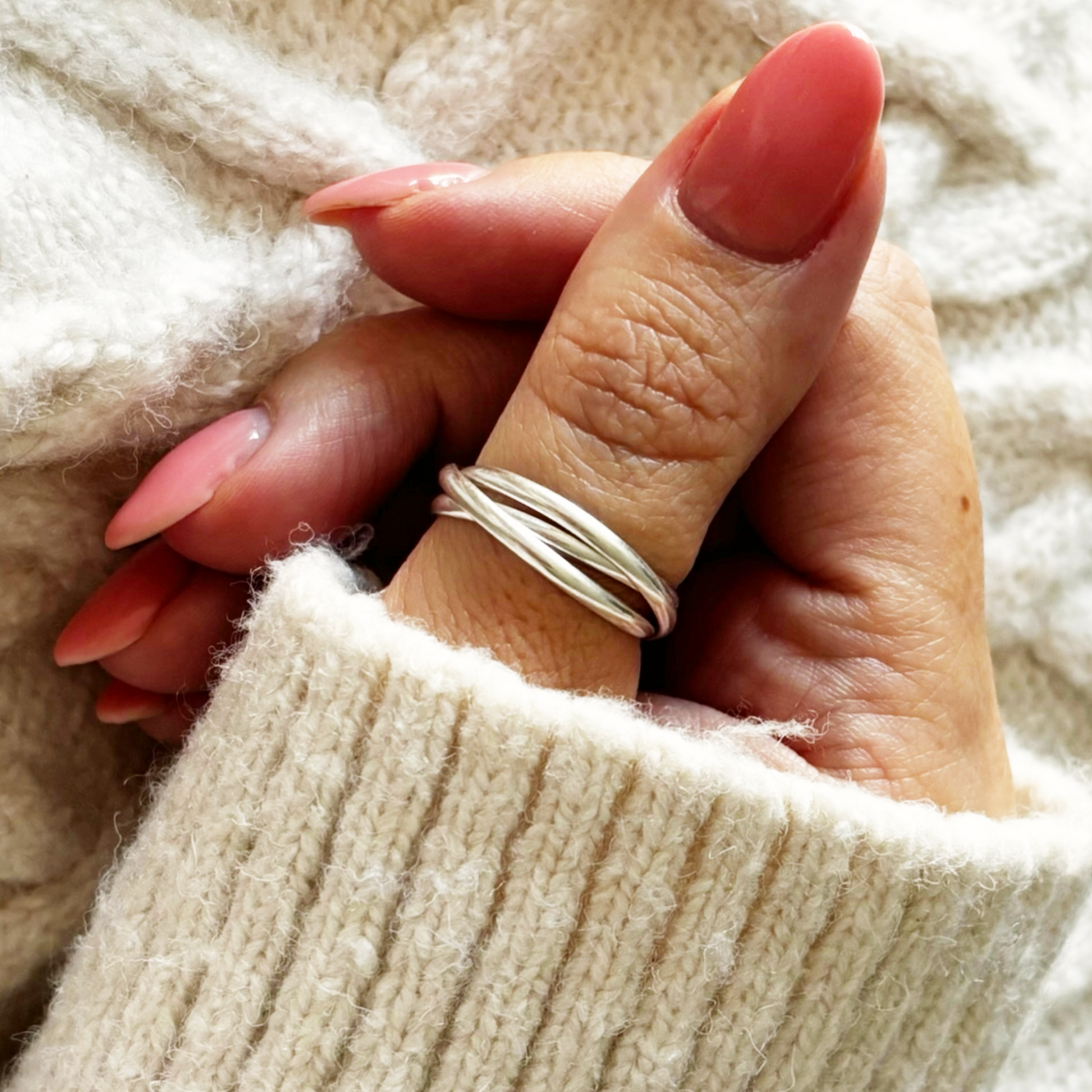 Anxiety fidget 925 silver triple lock ring