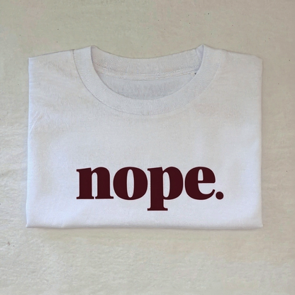 this is mabel NOPE Organic Cotton Boxy T-Shirt white with wine