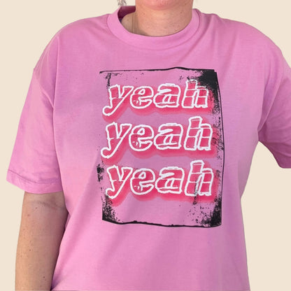 Pink Boxy Yeah Yeah YeahStatement T-Shirt - This is Mabel
